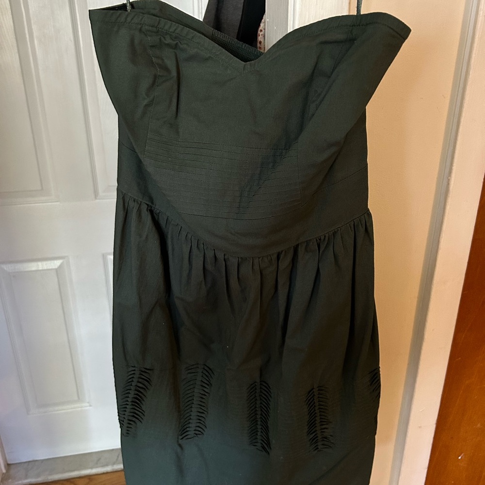 Strapless hunter green dress